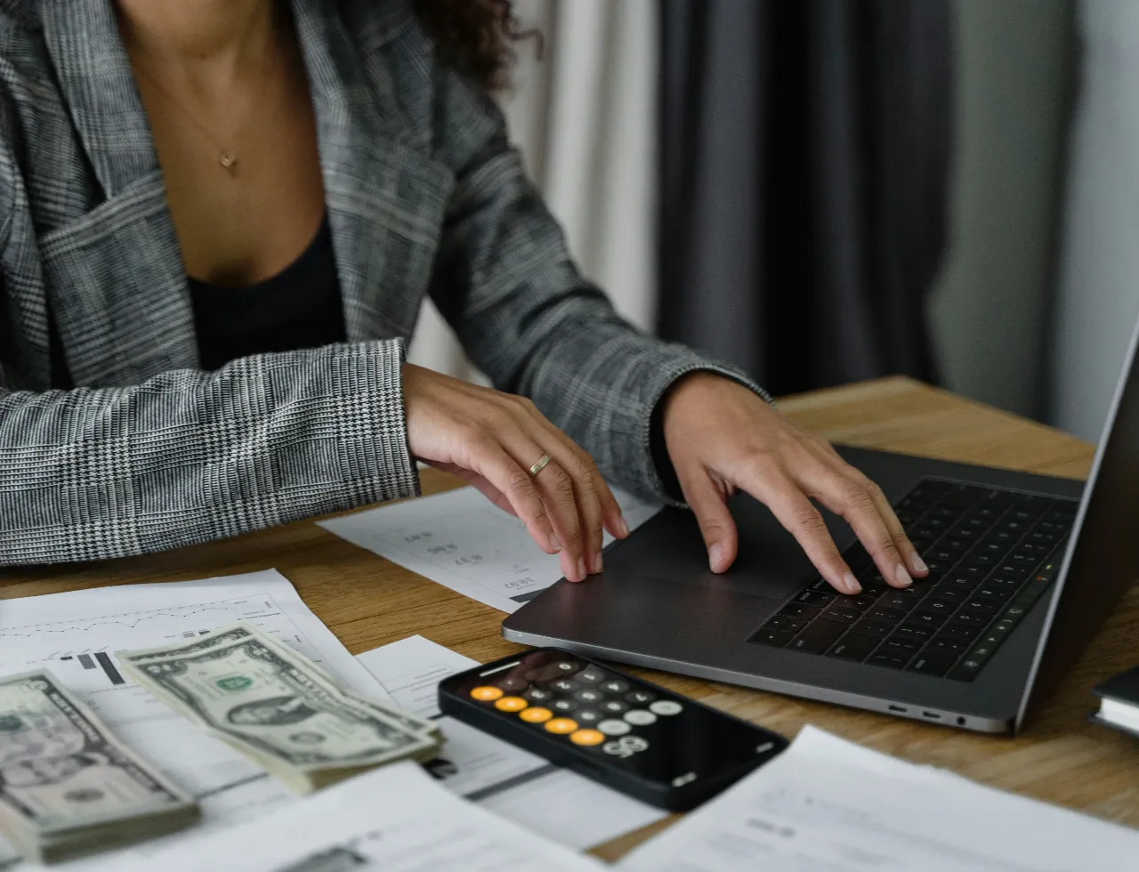 Accountant using a laptop computer.